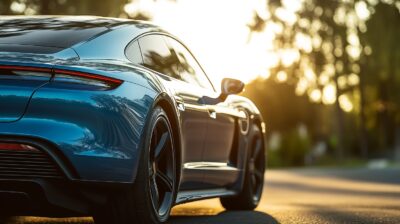 435 chevaux électriques de la Porsche Taycan en action sur la glace en Laponie